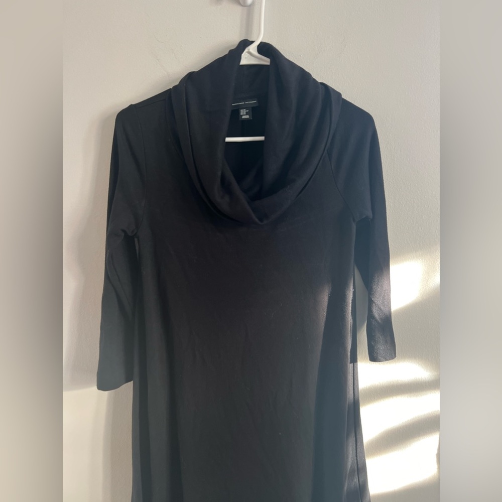 Adrienne Vittadini Sweater Women's‎ XS Black 3/4  Sleeve Cowl Neck  Dress